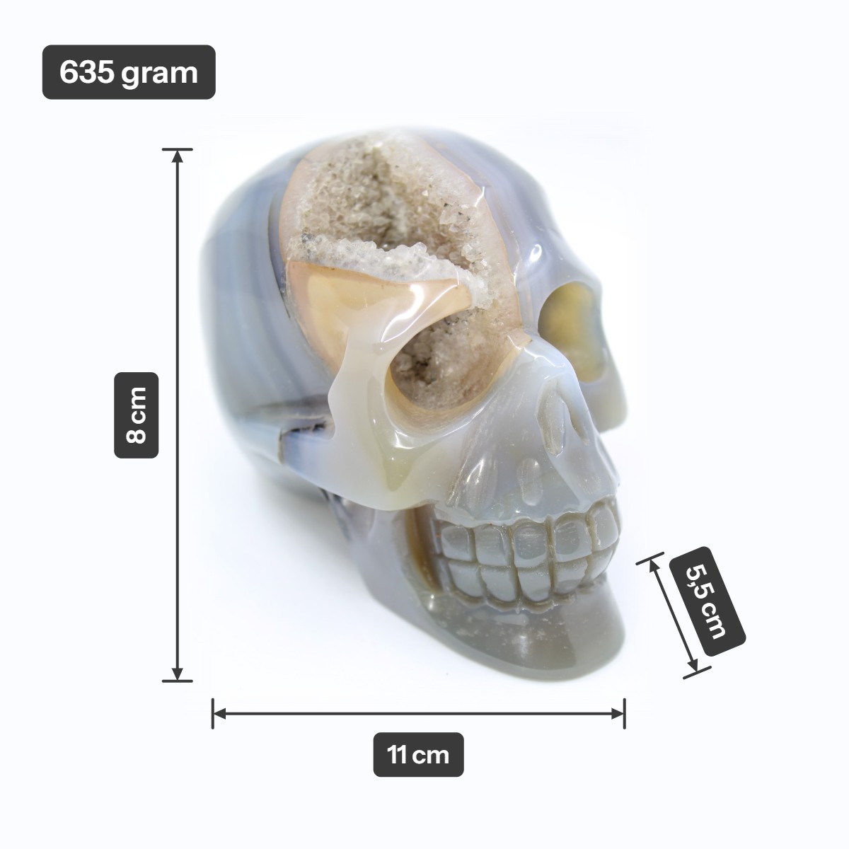 Agaat skull op standvlak