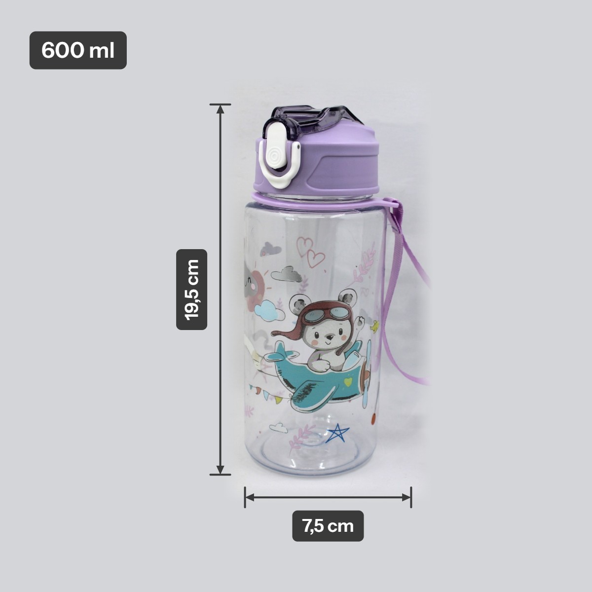 Drinkbeker met rietje 600ml - beer - vliegtuig