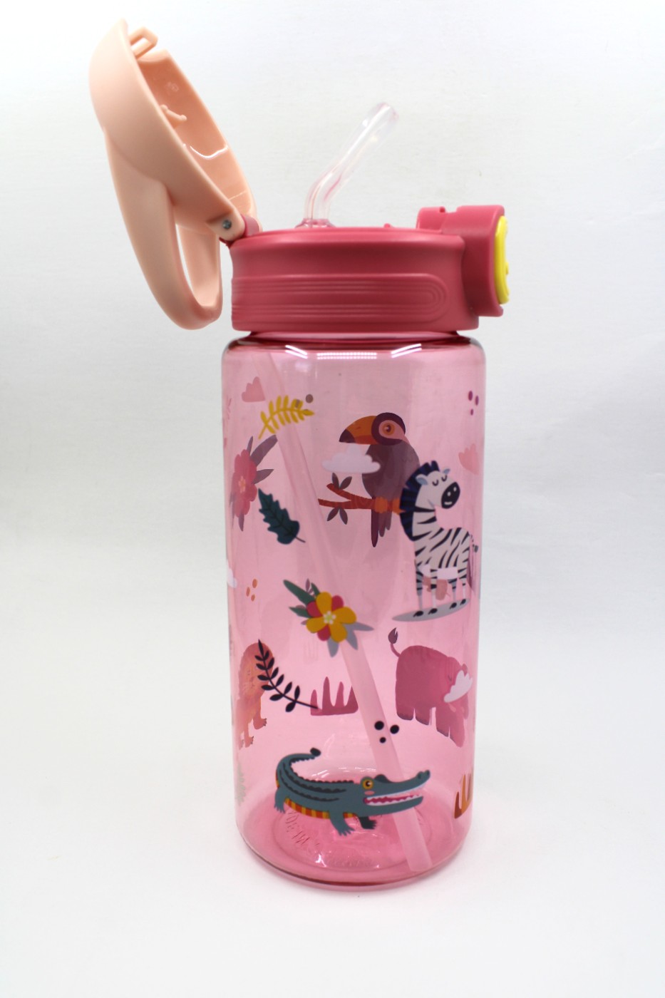 Drinkbeker met rietje 600ml - dieren