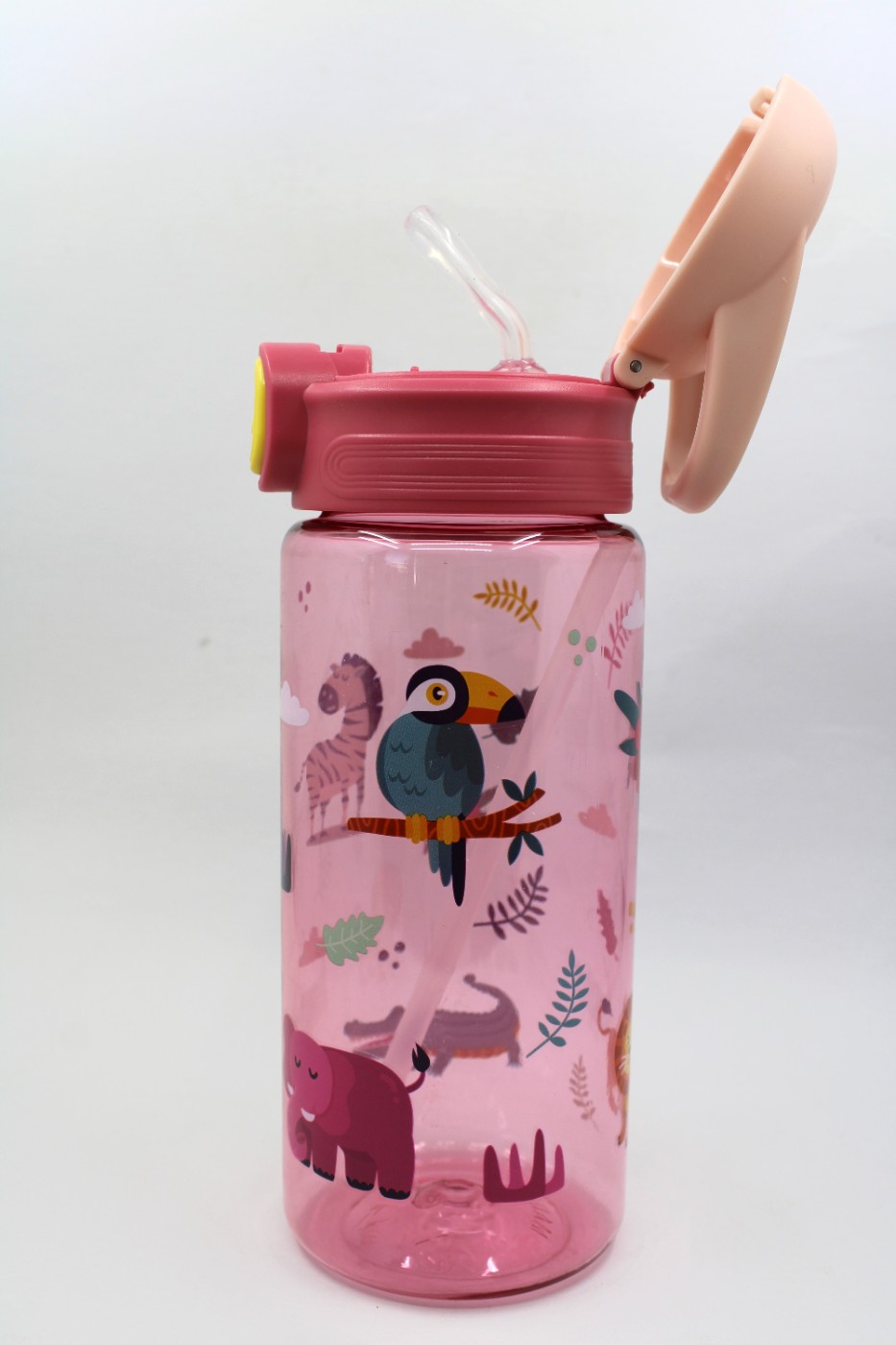 Drinkbeker met rietje 600ml - dieren