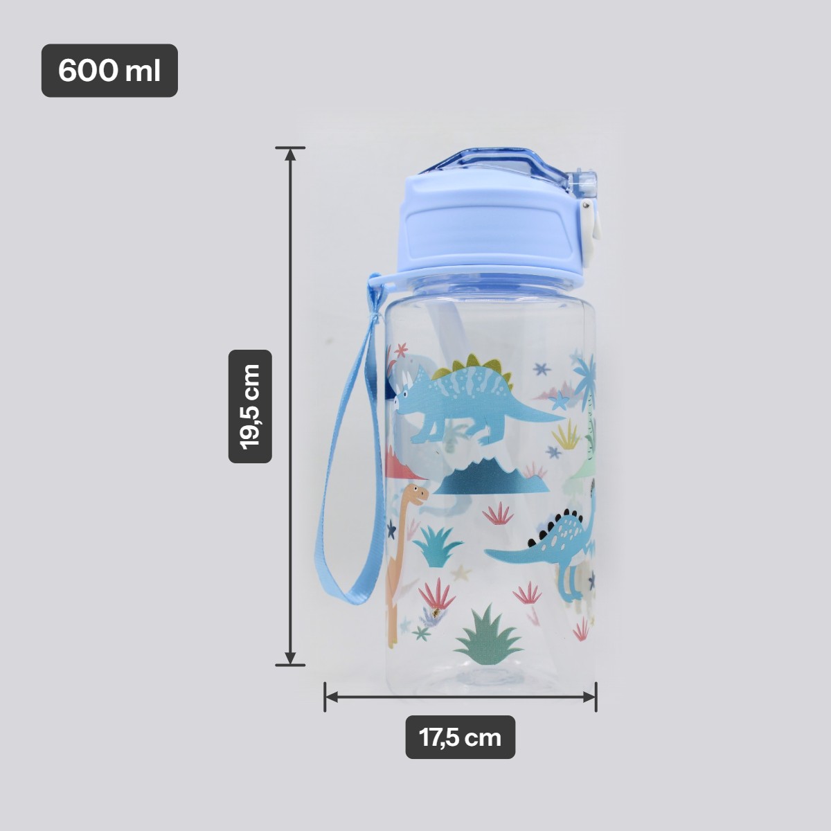 Drinkbeker met rietje 600ml - dinosaurus