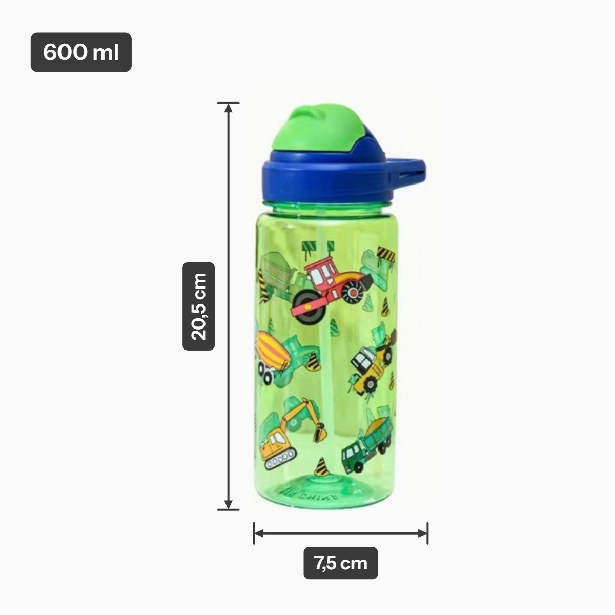 Drinkbeker met rietje 600ml - tracktor