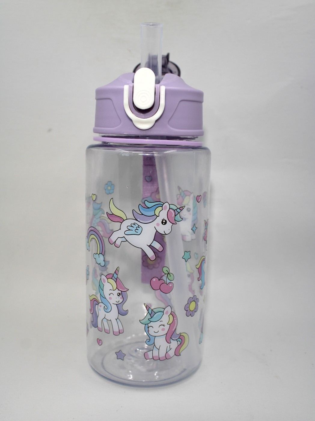 Drinkbeker met rietje 600ml - unicorn
