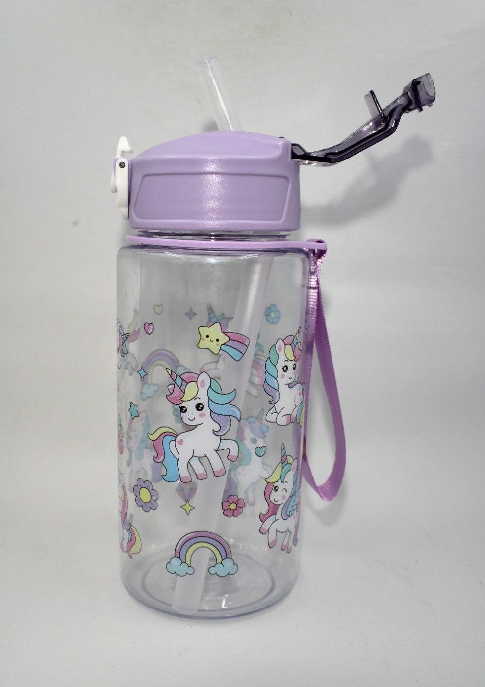 Drinkbeker met rietje 600ml - unicorn