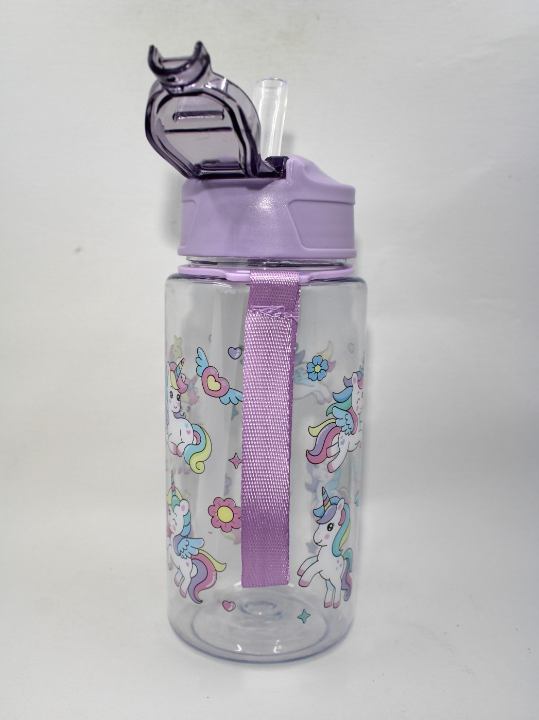 Drinkbeker met rietje 600ml - unicorn
