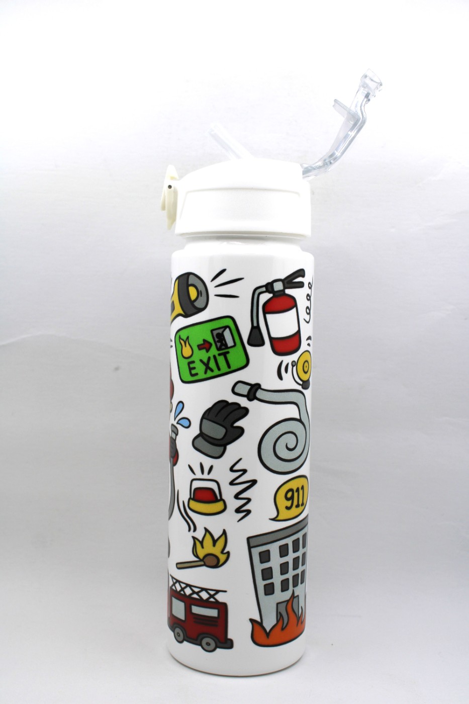 Drinkbeker met rietje 750ml - brandweer