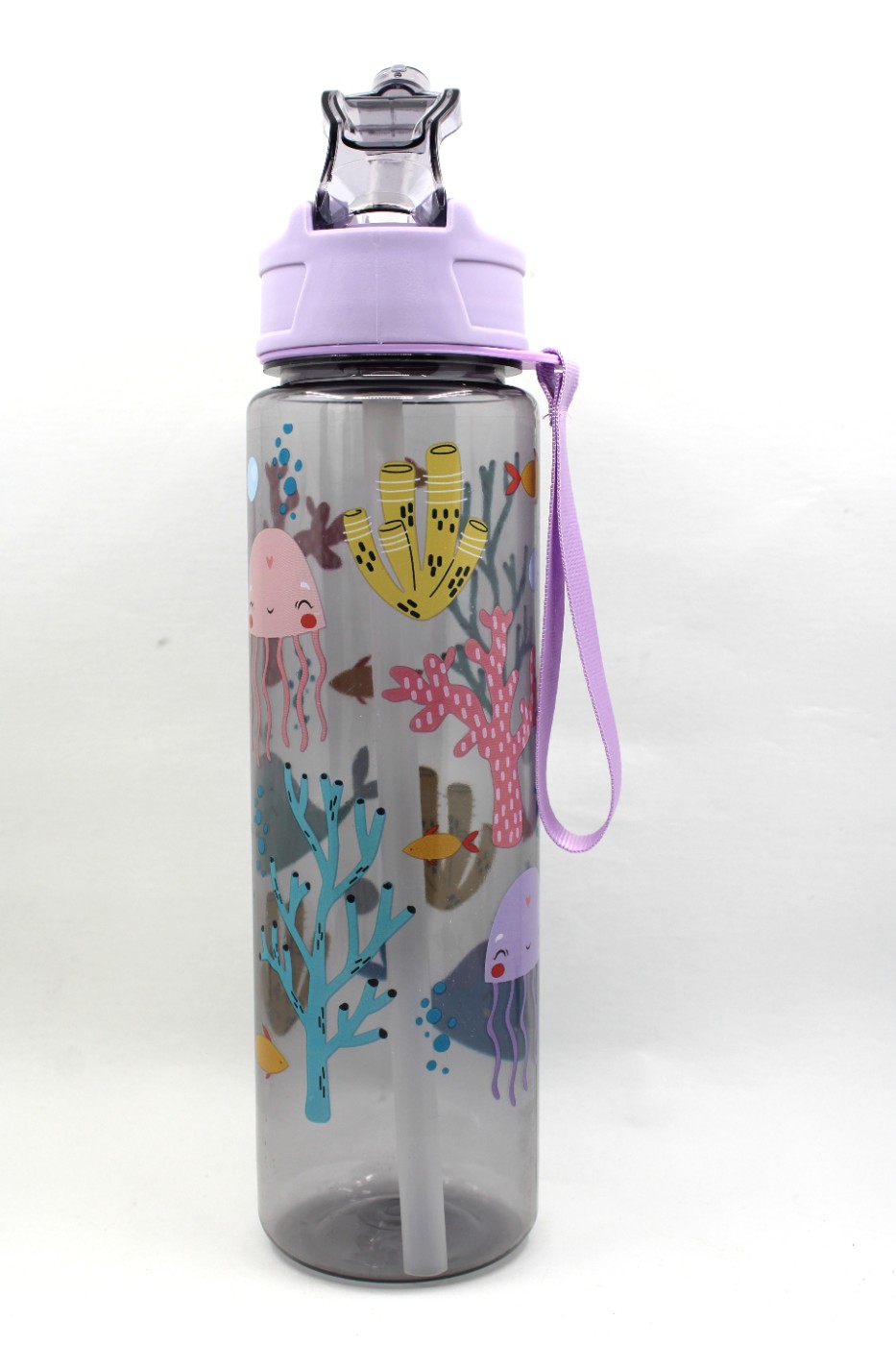 Drinkbeker met rietje 750ml - vissen - zee