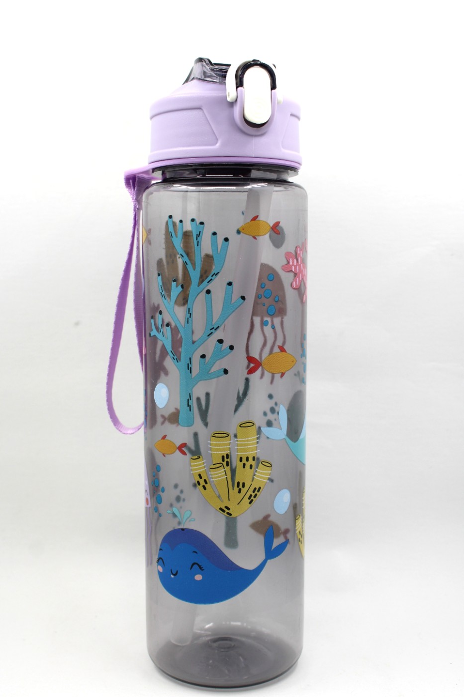Drinkbeker met rietje 750ml - vissen - zee