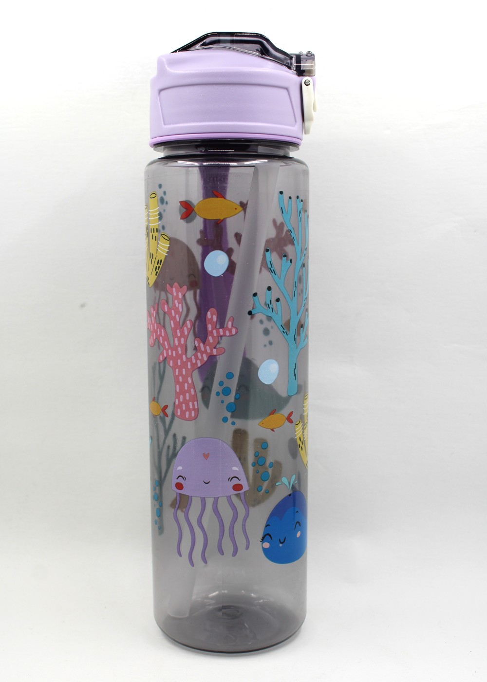Drinkbeker met rietje 750ml - vissen - zee