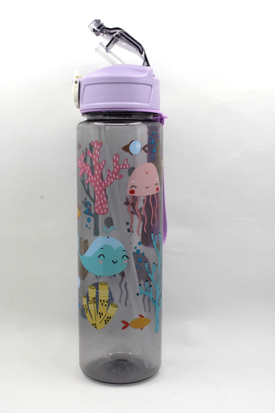 Drinkbeker met rietje 750ml - vissen - zee