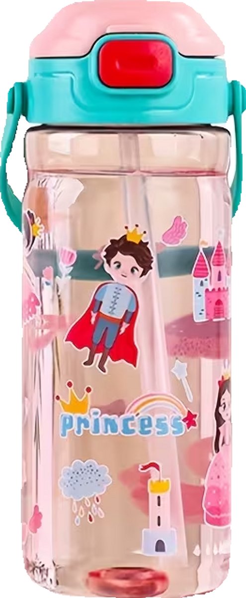 Drinkbeker met rietje 600ml - prinses