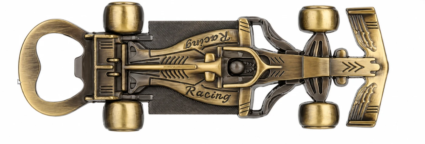 Flessen opener race auto (goud kleurig)