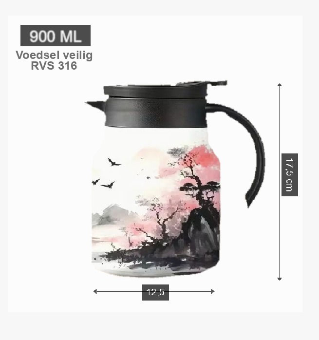 Theepot met theezeef bergen