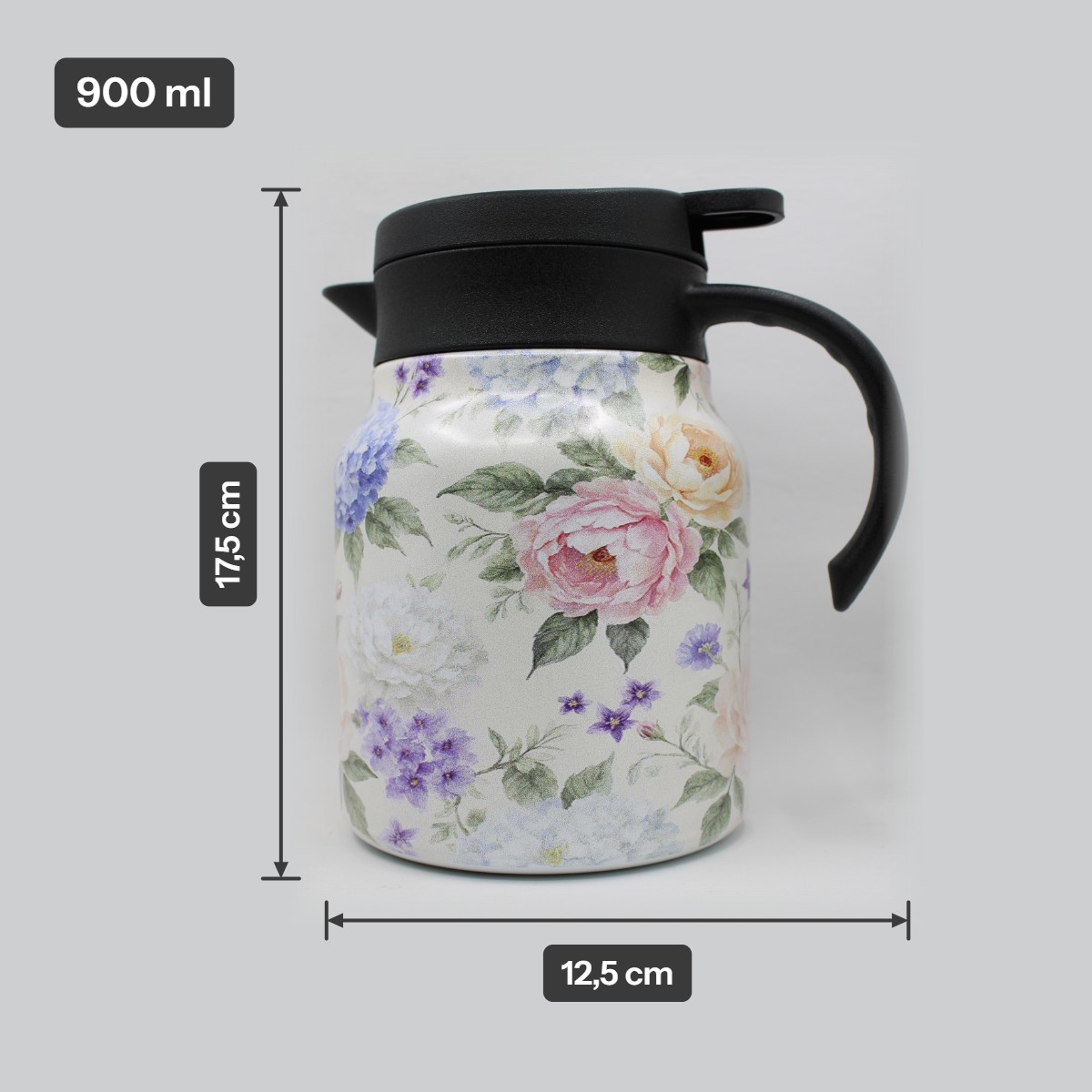Theepot met theezeef - bloemen