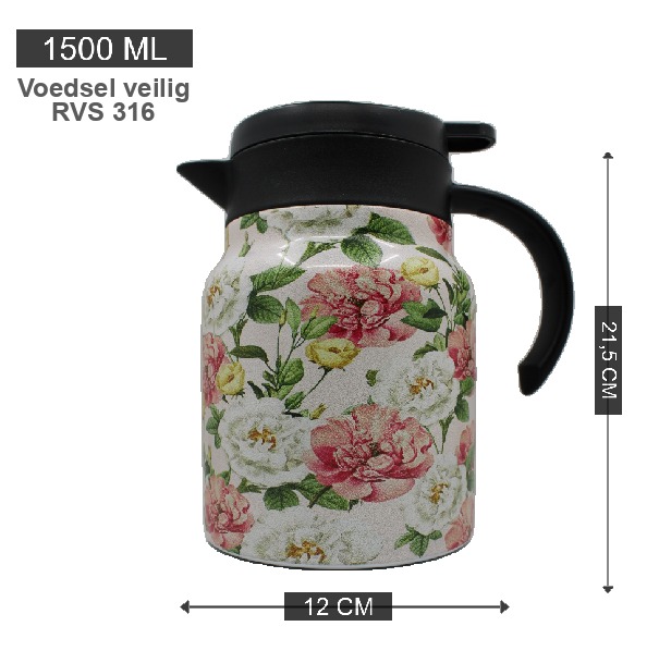 Theepot met theezeef - bloemen