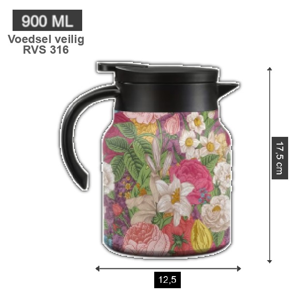 Theepot met theezeef bloemen