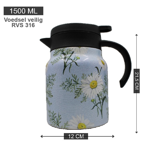 Theepot met theezeef - bloemen
