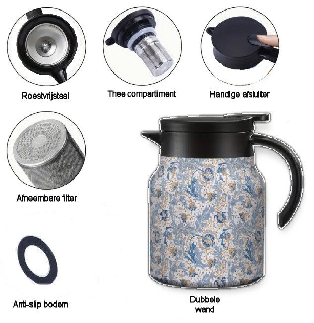 Theepot met theezeef bloemen