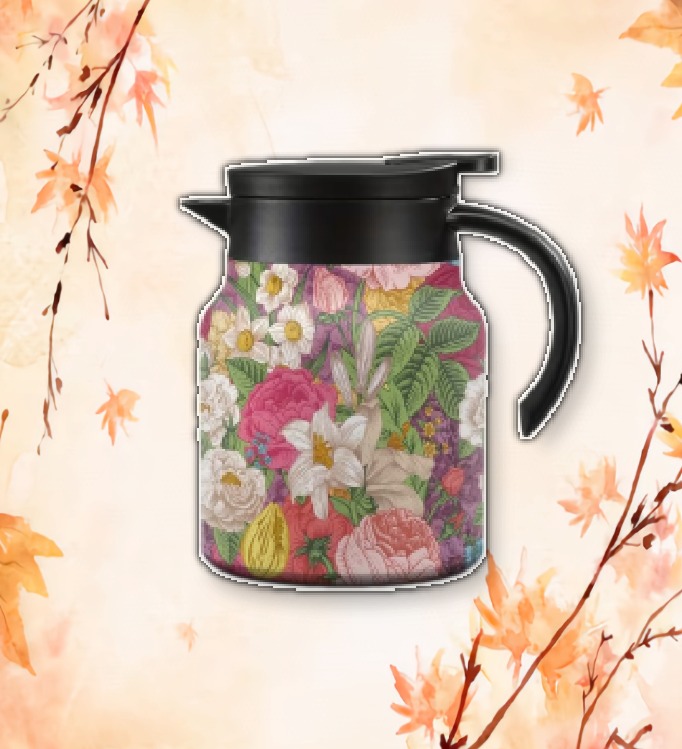 Theepot met theezeef bloemen