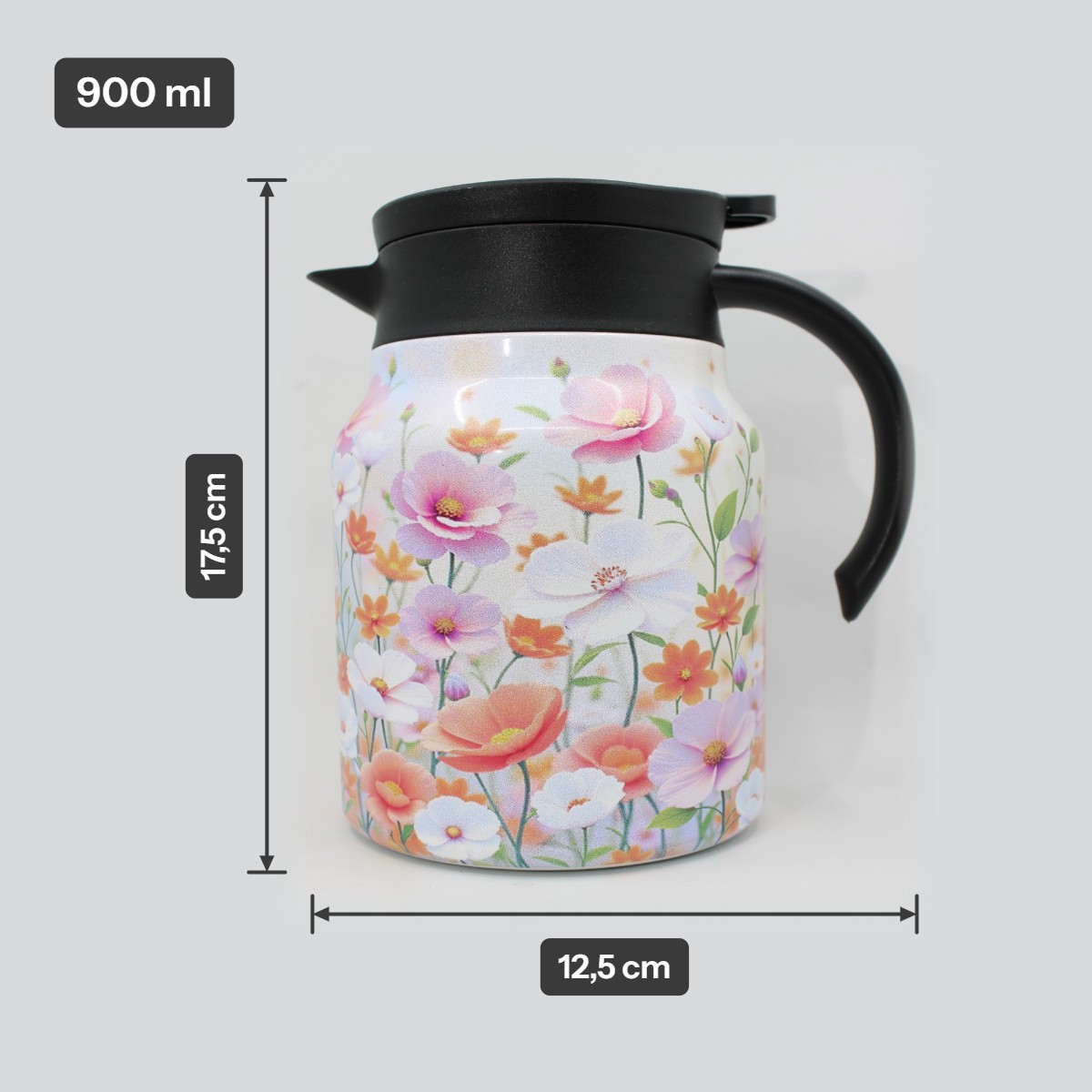 Theepot met theezeef - bloemen