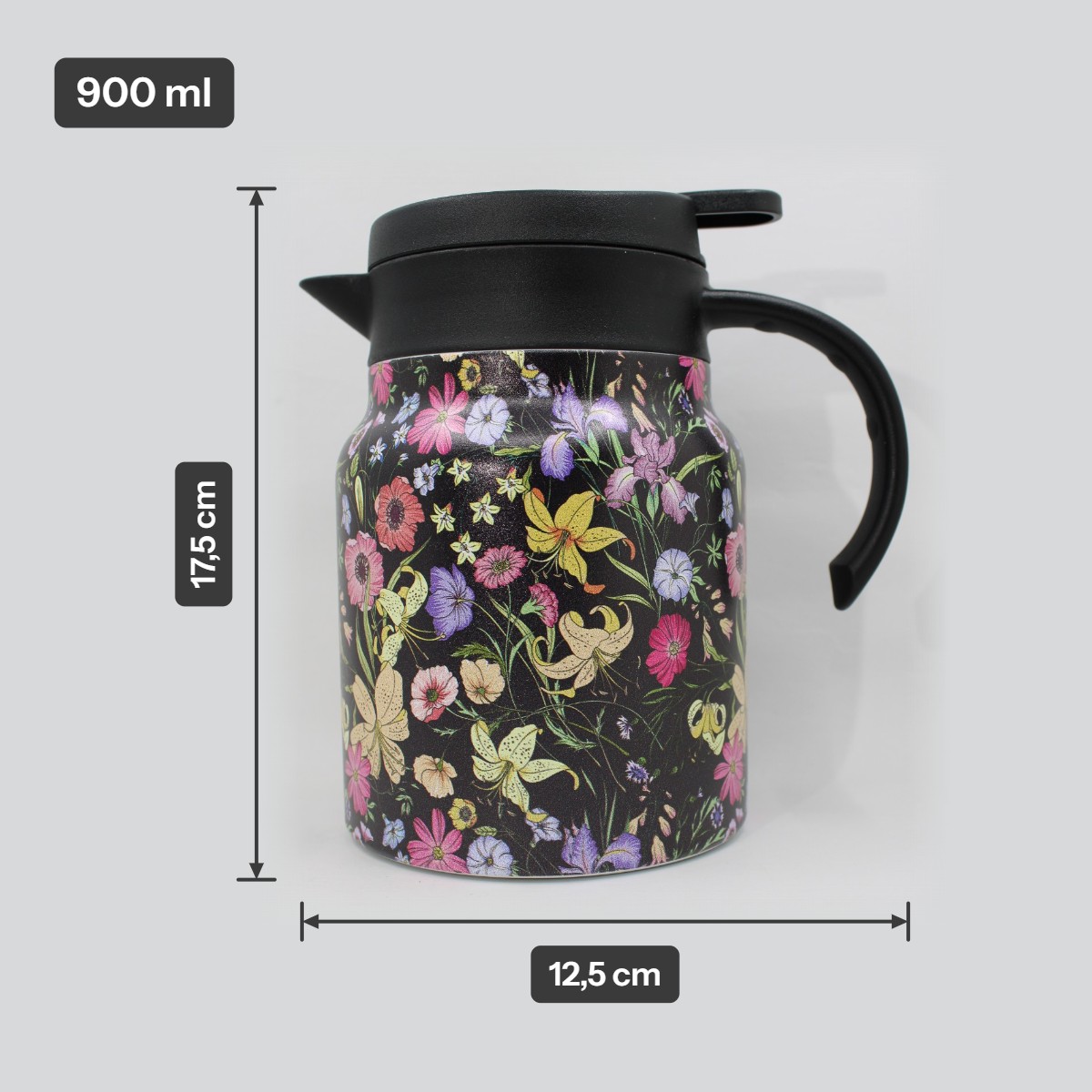 Theepot met theezeef - bloemen