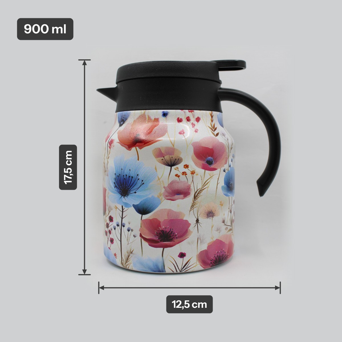 Theepot met theezeef - bloemen