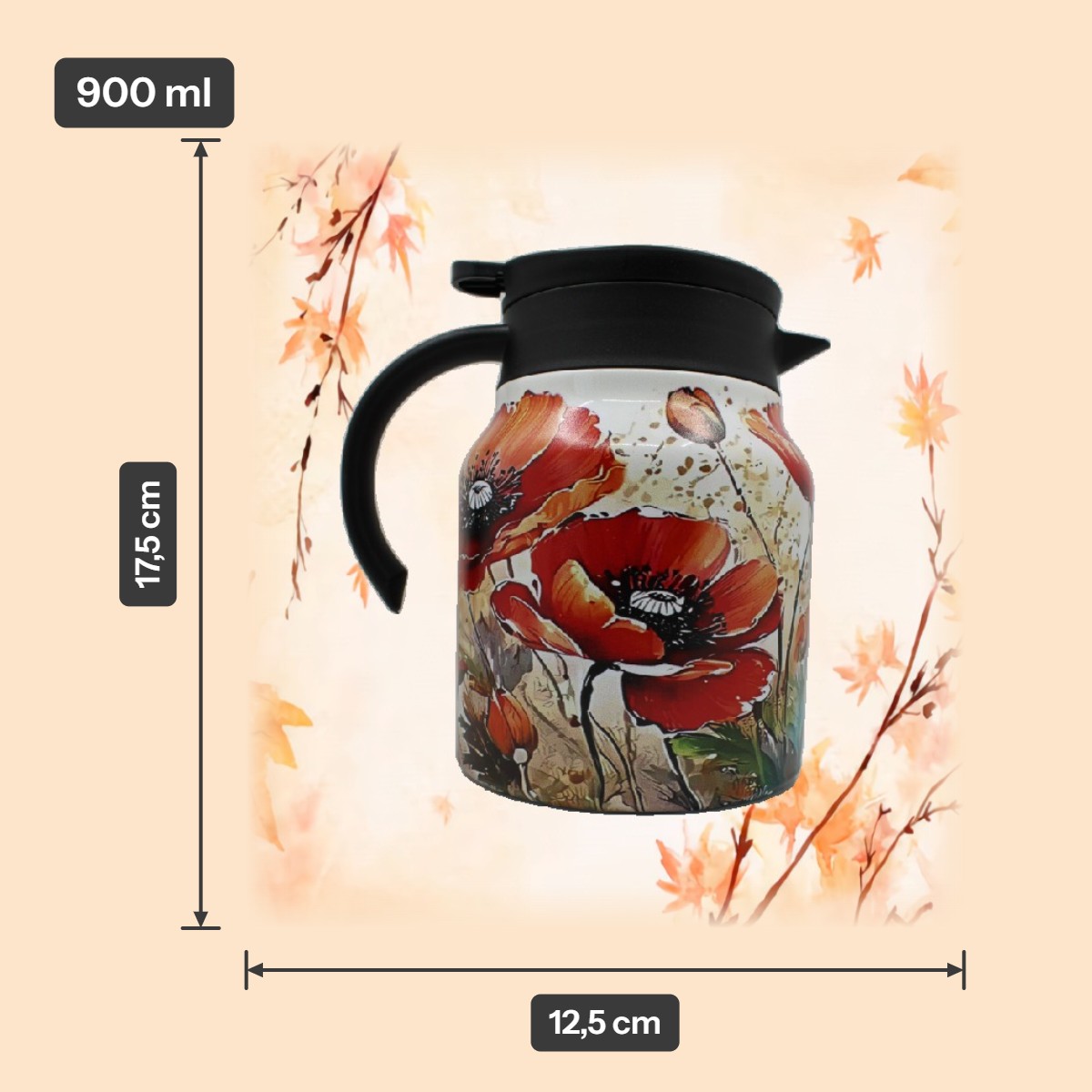 Theepot met theezeef - bloemen