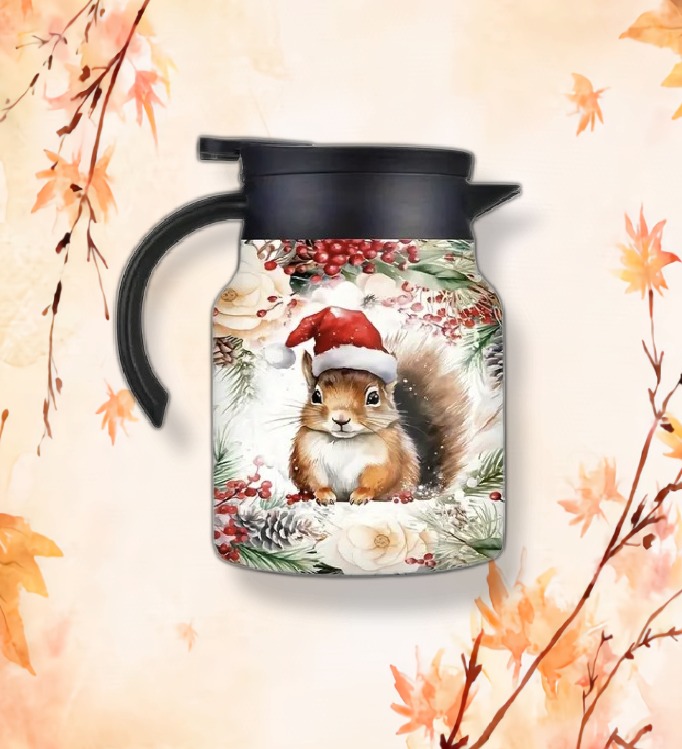 Theepot met theezeef - kerst - eekhoorn