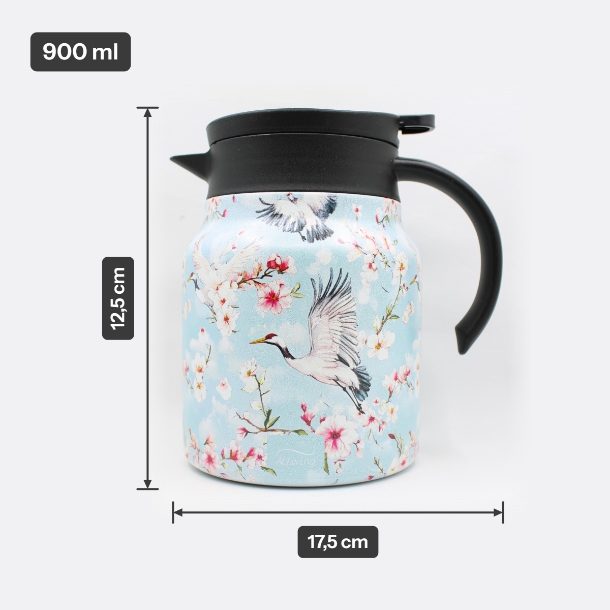 Theepot met theezeef - ooievaar