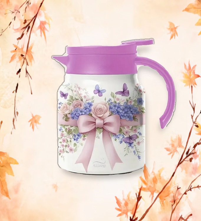 Theepot met theezeef strik - bloemen