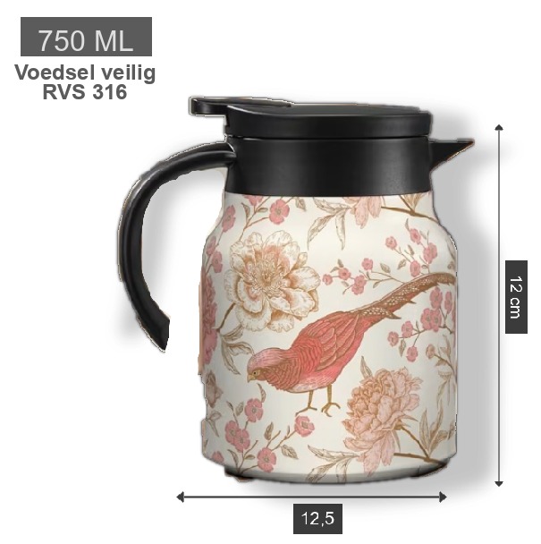 Theepot met theezeef vogel