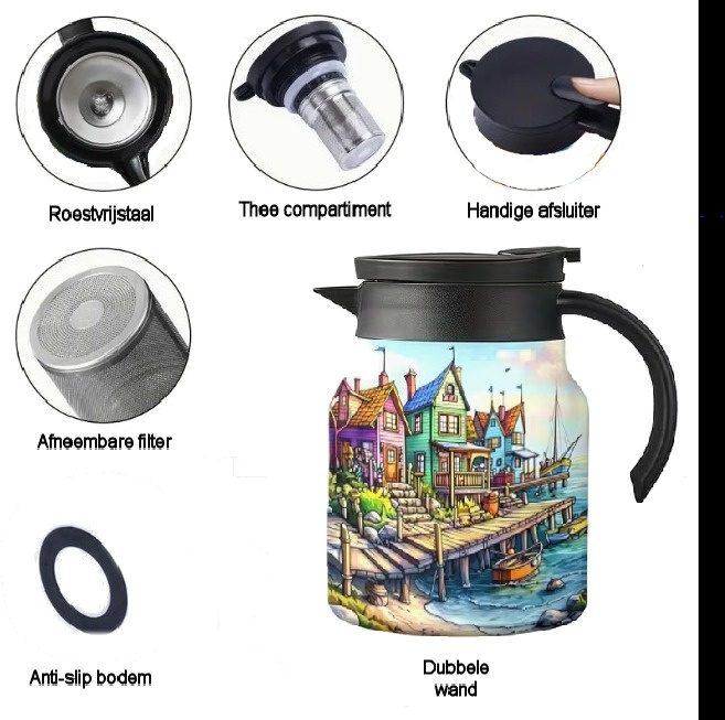 Theepot met theezeef dorp